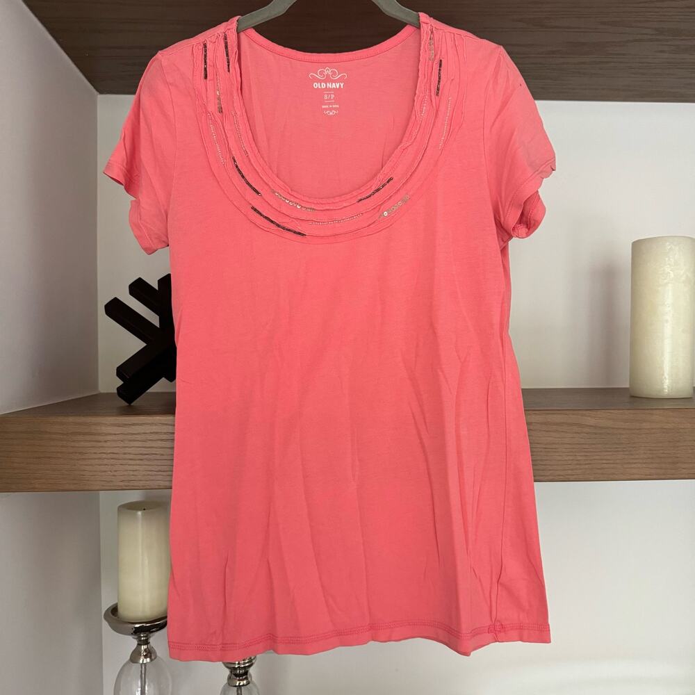 Old Navy Beaded Sequin Top in Pink